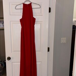 Bad glue Mischka Elegant Red Halter Maxi Dress